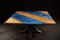 Steel Blue Coffee Table - Australian Blackbutt Timber & Resin