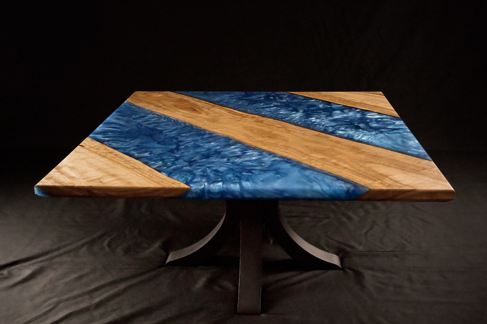 Steel Blue Coffee Table - Australian Blackbutt Timber & Resin