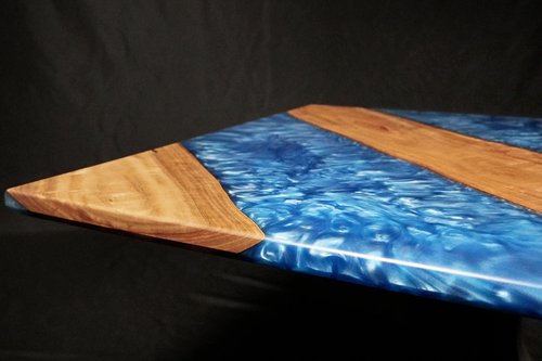 Steel Blue Coffee Table - Australian Blackbutt Timber & Resin