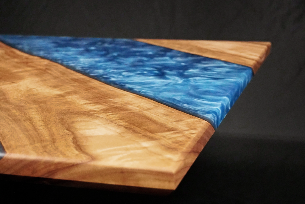 Steel Blue Coffee Table - Australian Blackbutt Timber & Resin