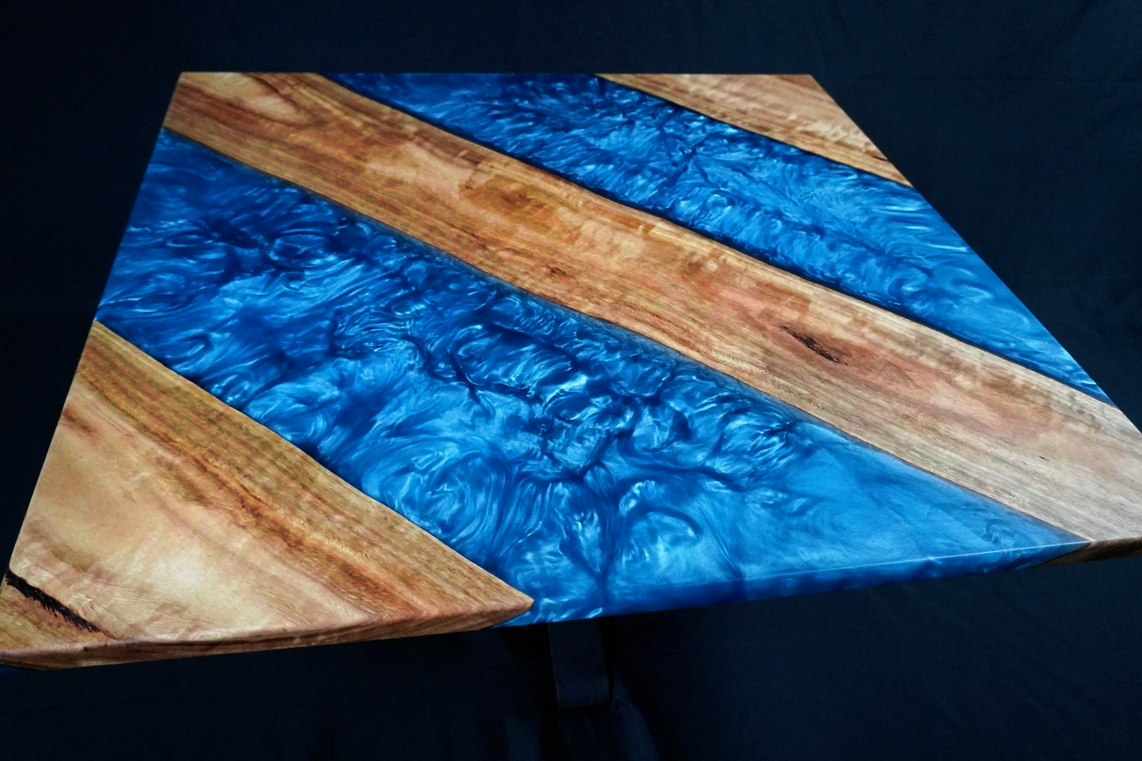 Steel Blue Coffee Table - Australian Blackbutt Timber & Resin