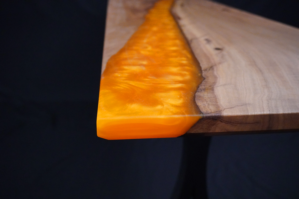 Tangerine Entryway Table — Australian White Mahogany & Resin