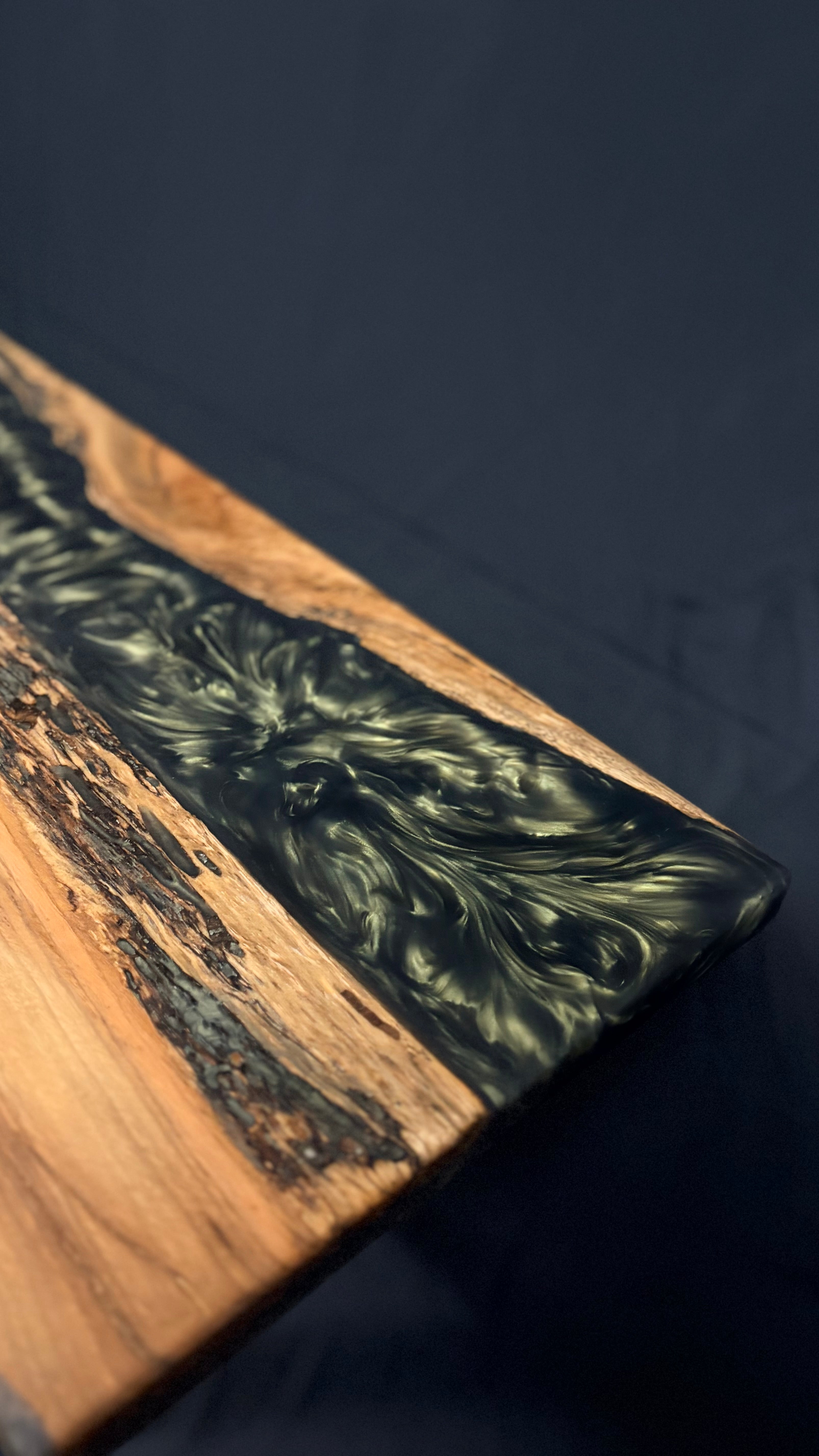 Olive Green Entryway Bench — Australian Blackbutt Timber & Resin