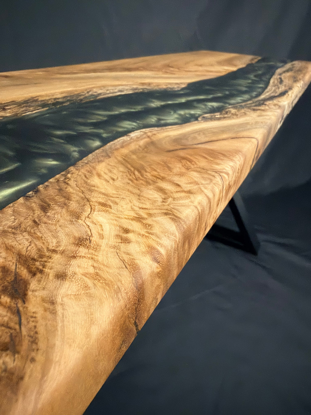 Olive Green Entryway Bench — Australian Blackbutt Timber & Resin