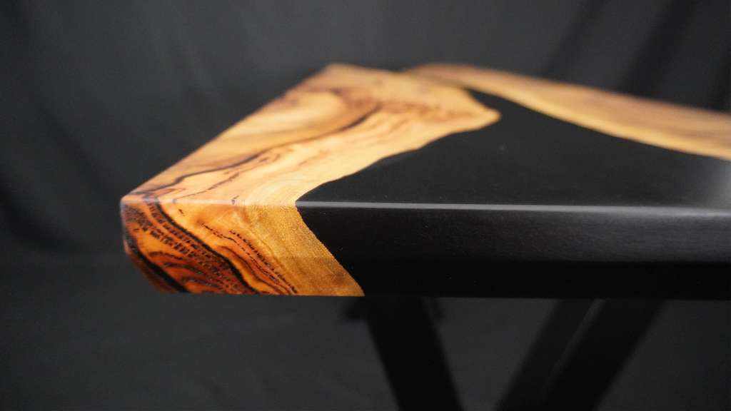 Black Resin Entryway Table — Spotted Gum Timber & Resin