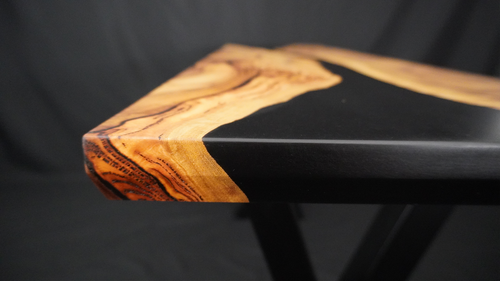Black Resin Entryway Table — Spotted Gum Timber & Resin