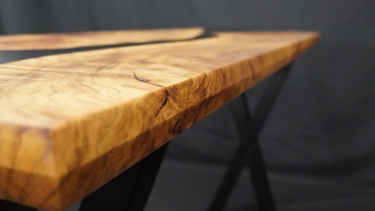 Black Resin Entryway Table — Spotted Gum Timber & Resin