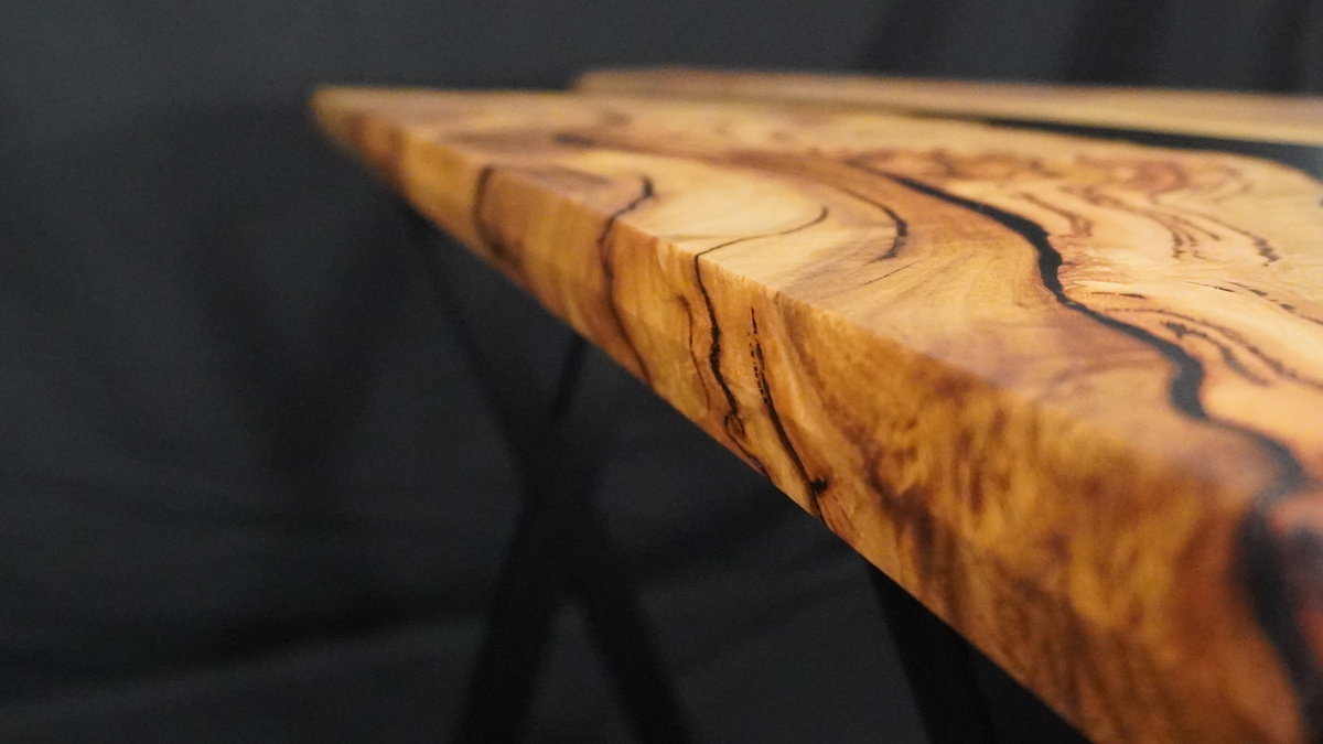Black Resin Entryway Table — Spotted Gum Timber & Resin